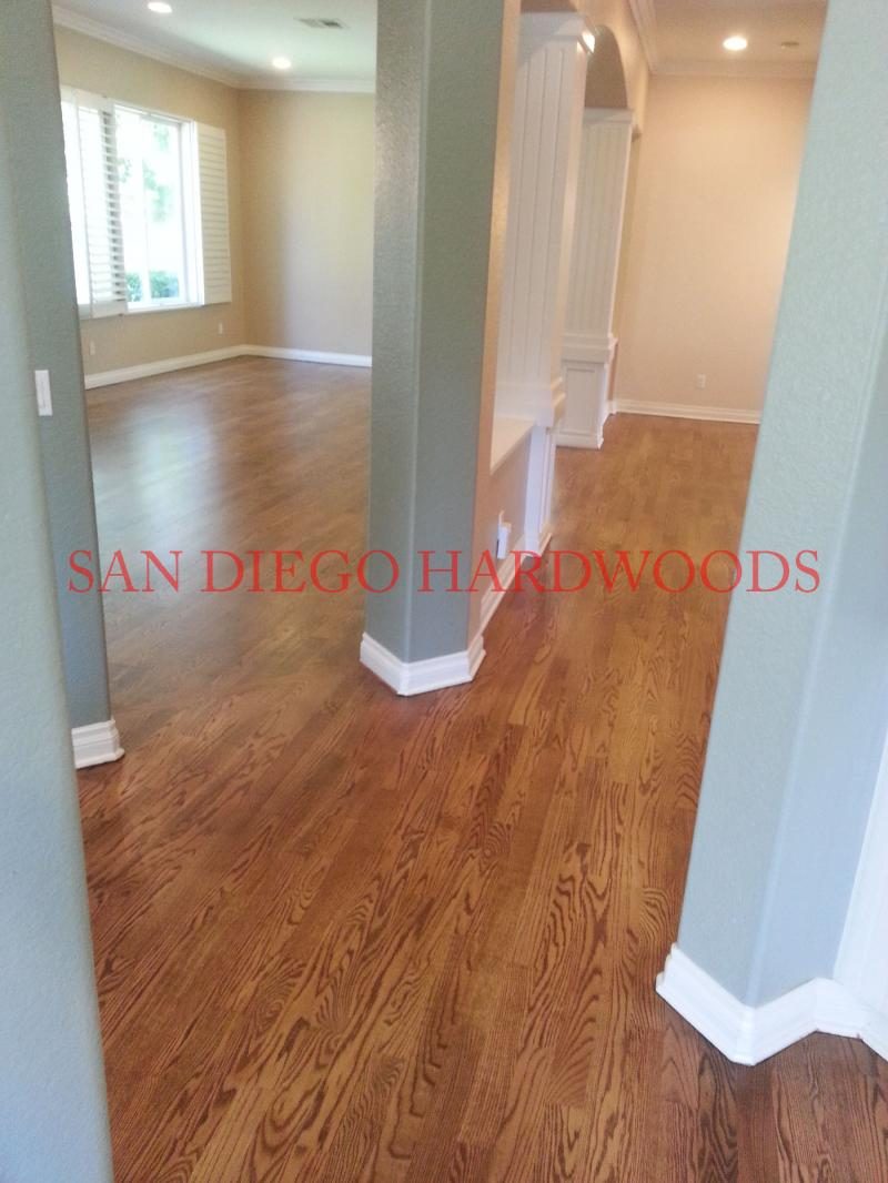 Hardwood floor project photo showing craftsman-level refinishing, recoating, repair, restoration, or installation work.